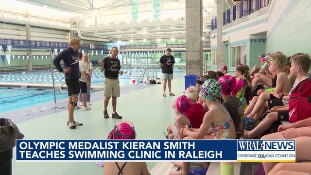 Olympic medalist Kieran Smith teaches swimming clinic in Raleigh 