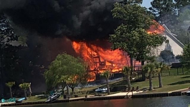 Lake house destroyed in fire in Harnett County 