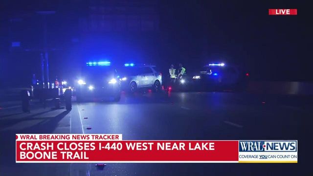 Crash shuts down I-440 West near Lake Boone Trail 