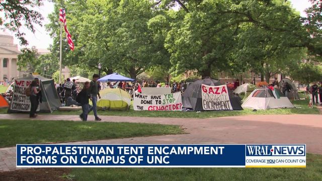 Pro-Palestinian tent encampment forms on campus of UNC 