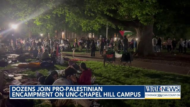 Dozens join Pro-Palestinian encampment on UNC-Chapel Hill campus 