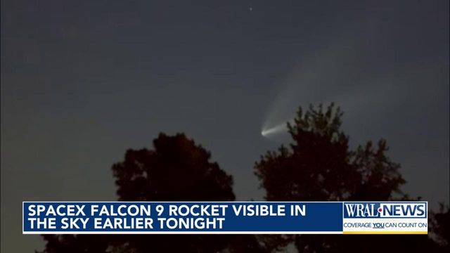 SpaceX Falcon 9 rocket visible in the sky earlier tonight