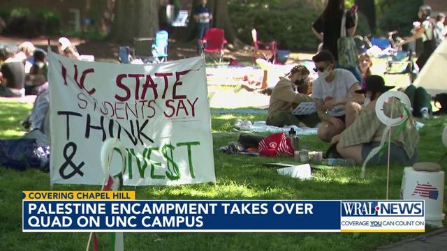Student encampment of pro-Palestinian protesters takes over UNC quad for fourth day