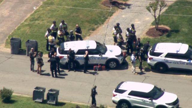 Aerials: Police on scene where multiple officers were shot in Charlotte