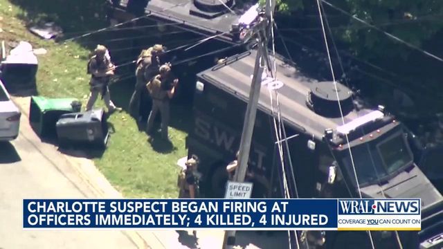Charlotte suspect began firing at officers immediately: 4 killed, 4 injured