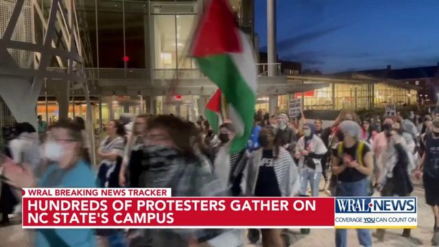 Hundreds of protesters gather on NC State's campus