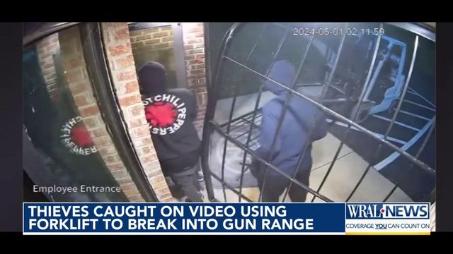 Thieves caught on video using forklift to break into Youngsville gun range