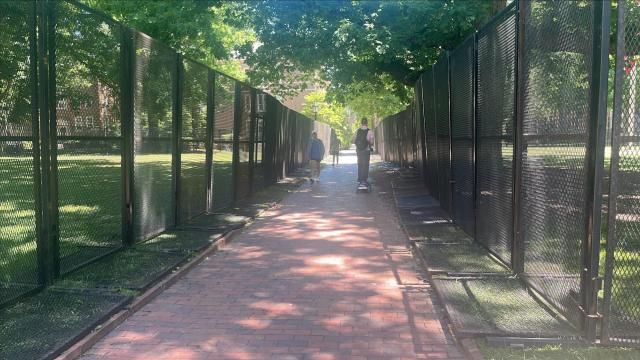 University of North Carolina at Chapel Hill leaders decided to put up 12-foot-tall metal fences on the quad. The decision came after a pro-Palestinian protest on Tuesday, April 30, 2024.