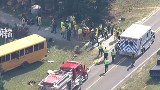  School bus crash in Johnston County near Webb Mill Rd