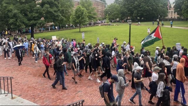 THe protesters previously gathered and had a tense clash with UNC Police on Tuesday, April 30.