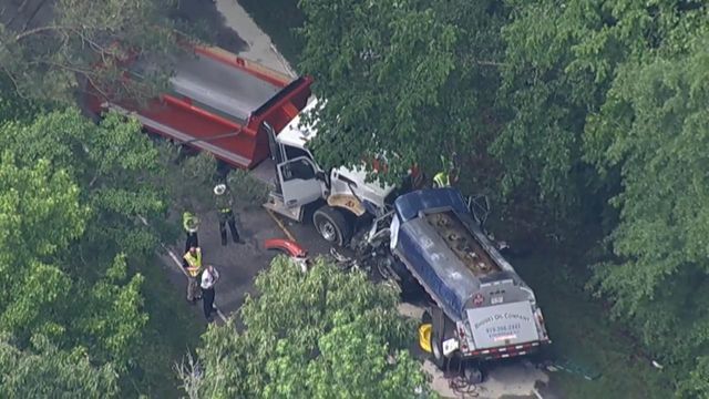 Person killed when trucks collide head-on in Wake County