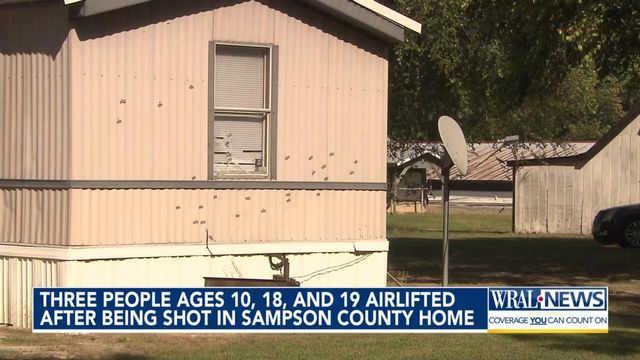 Three people - ages 10, 18 and 19 - airlifted after being shot in Sampson County home