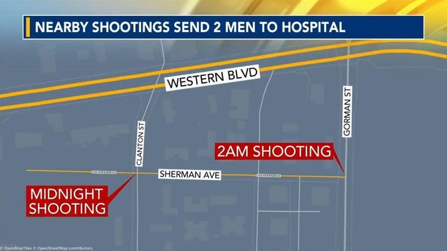 Two men hospitalized after shootings within a few blocks of each other overnight