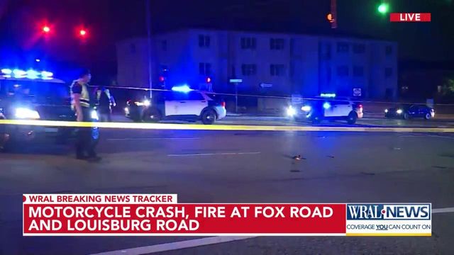 Motorcycle accident, fire on Fox Road and Louisburg Road 