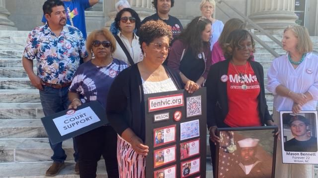 Fentanyl Victims Network of NC outside Wilson County courthouse
