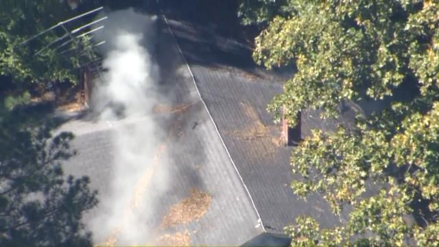 Sky 5 flies over house fire in Zebulon