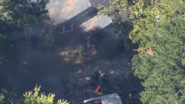 Sky 5 flies over house fire in Zebulon