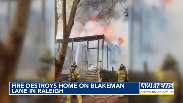 Fire destroys home on Blakeman Lane in Raleigh