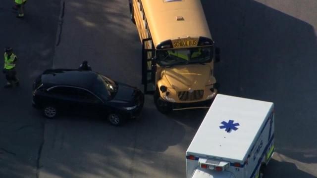 A school bus crash in Wake County involving three children resulted in no injuries, according to Garner police.
