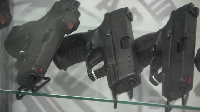 A file photo of handguns.