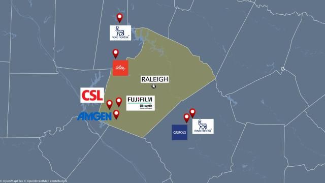 Several drugmakers have plans to build production facilities in North Carolina.