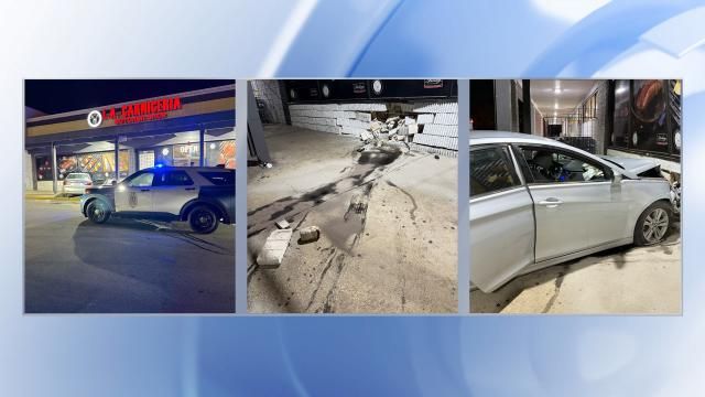 Photos of car crashed into Raleigh store