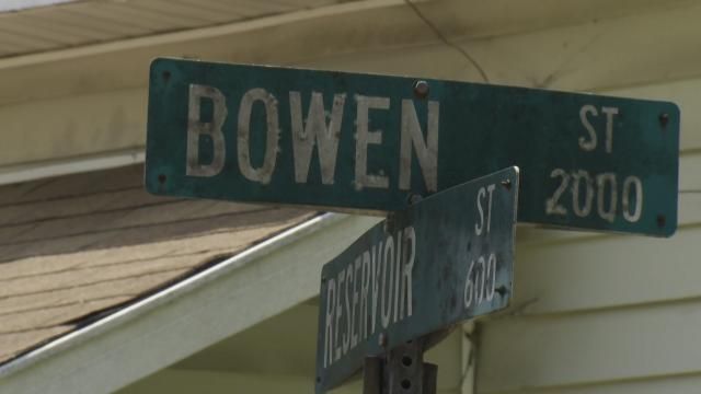 The intersection of Reservoir and Bowen streets in Durham.