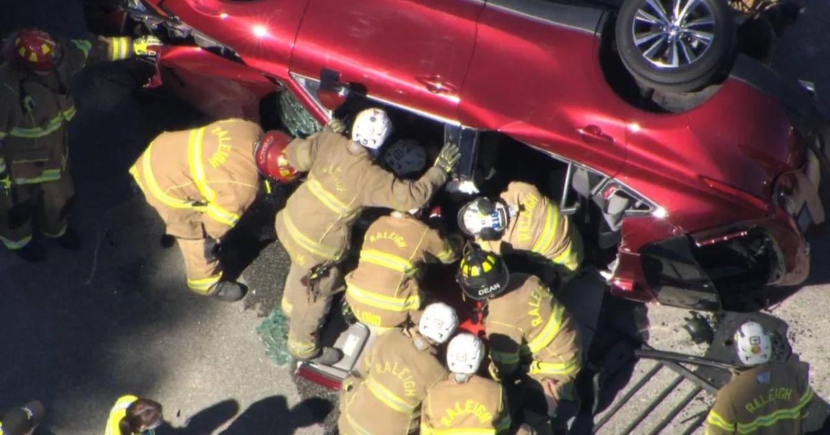 Driver rescued after car goes over ledge in Raleigh :: WRAL.com