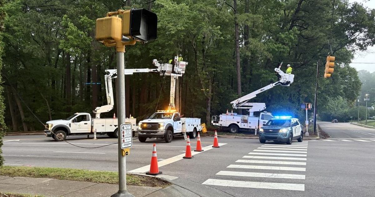 Wade Avenue reopens after vehicle hits power pole