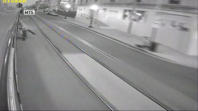 Caught on camera: Scooter sideswipes trolley