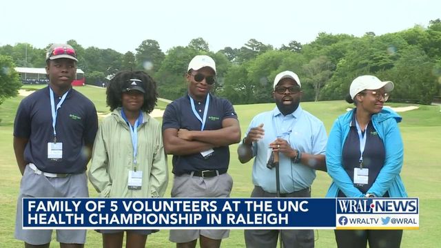 Family of five volunteers at the UNC Health Championship in Raleigh