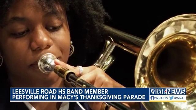 Leesville Road HS band member performing in Macy's Thanksgiving Day Parade
