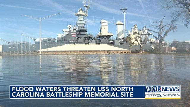Flood waters threaten USS North Carolina Battleship Memorial Site