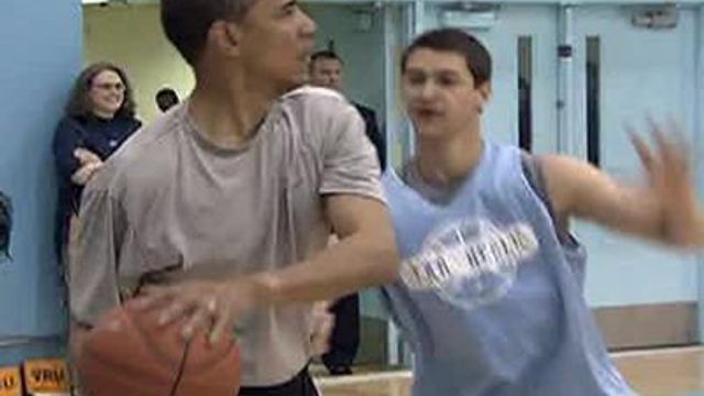 WEB ONLY: Obama scrimmages with UNC