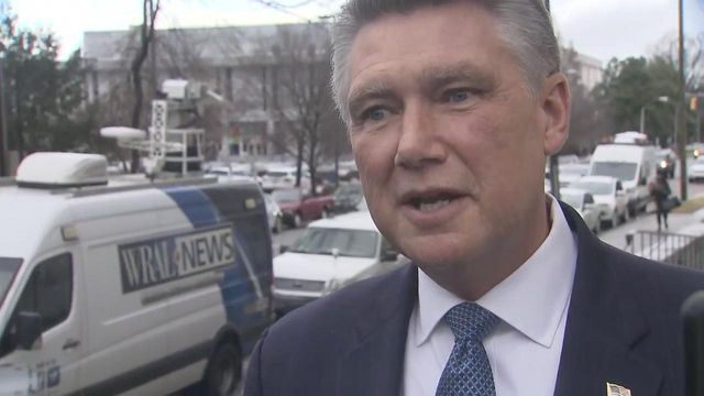 Raw: Mark Harris talks to reporters before District 9 hearing