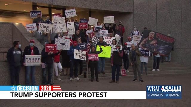 Protesters for Trump gather at Wake Co. Board of Elections to demand integrity in vote count
