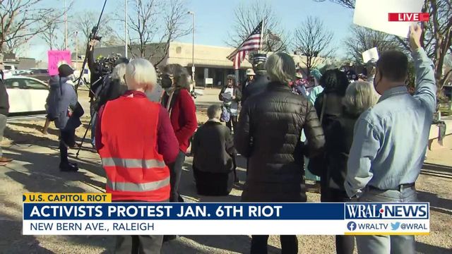 Activists rally for charges against Trump on anniversary of Jan. 6 riot