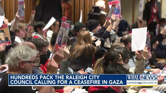 Hundreds pack Raleigh City Council meeting calling for ceasefire in Gaza