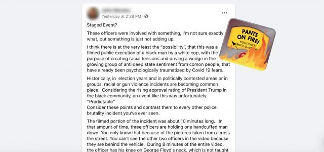 Facebook post says George Floyd's death was staged