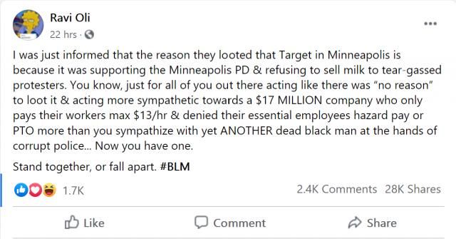Facebook post claims Minneapolis Target refused to serve protestors