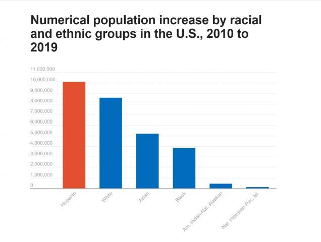 Numerical population increase by racial and ethnic groups