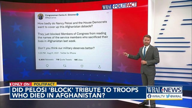Checking rumor about Pelosi, tribute to troops