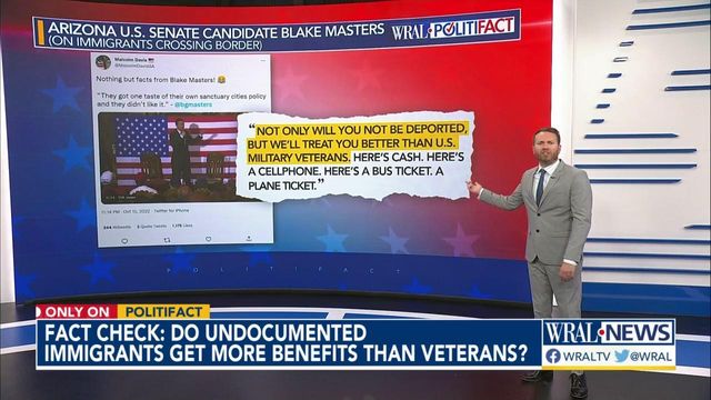 Republican Blake Masters compares benefits for migrants, military veterans