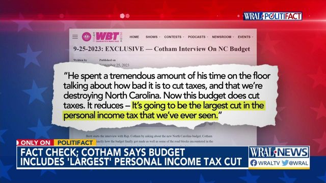 Fact check: Cotham says NC budget includes 'largest' ever income tax cut