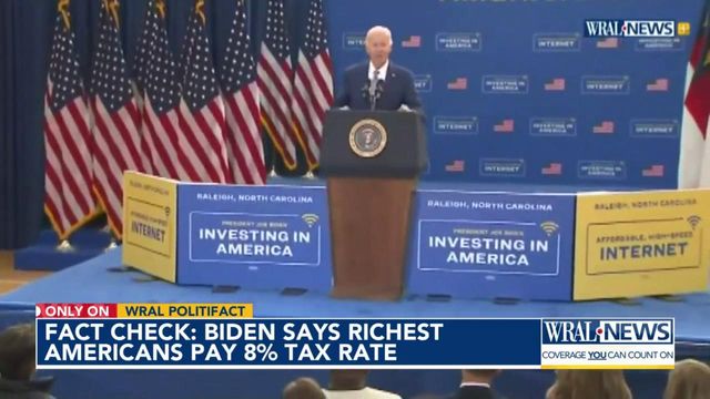 Fact check: Biden claims wealthiest Americans pay tax rate of 8%.