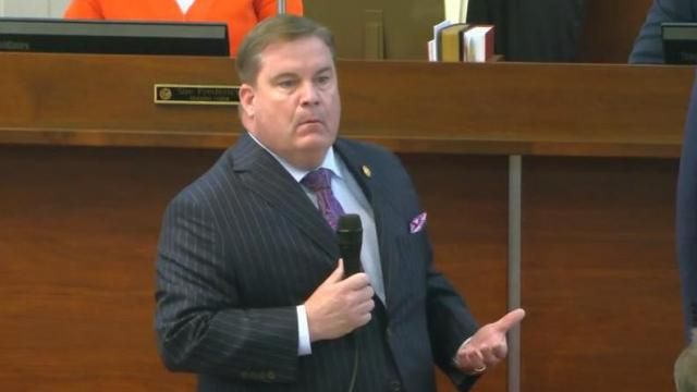 State Rep. Brenden Jones, R-Columbus, speaks at the North Carolina General Assembly in Raleigh on May 22, 2025.