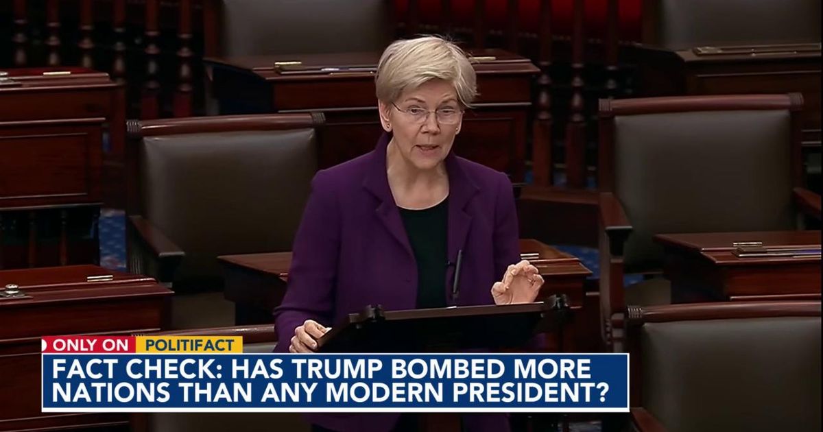 Fact-check: Warren says Trump has bombed more countries than any modern president