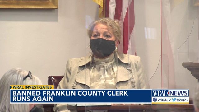 Banned Franklin County clerk runs again