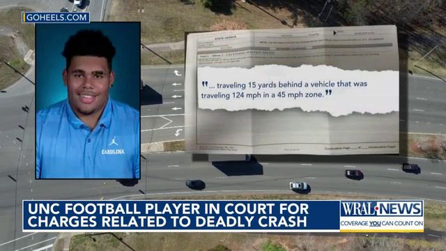 UNC football player in court for charges related to deadly crash