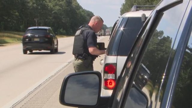 Nash County Sheriff Keith Stone makes a traffic stop along Interstate 95 in Nash County.